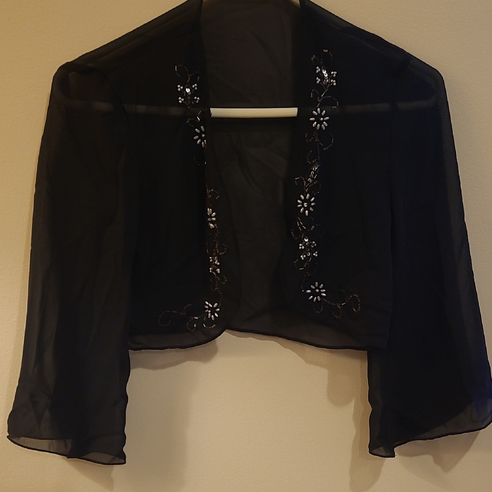 Black Sheer Bolero with Floral Details